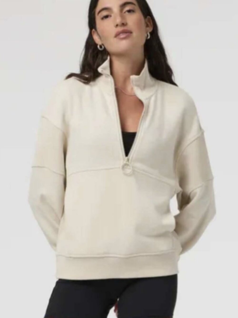 Vuori Sedona Rib Half Zip Pullover Sweatshirt Bone Cream XS VW2005